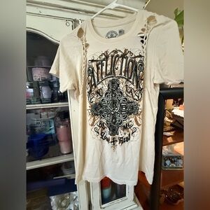 Affliction Women's Beige Graphic Tee